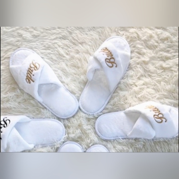 New, Bride slippers white gold embroidered womens one size fits most wedding - Picture 10 of 12